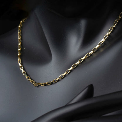 14K Yellow Gold Unisex Hoop Chain Necklace
