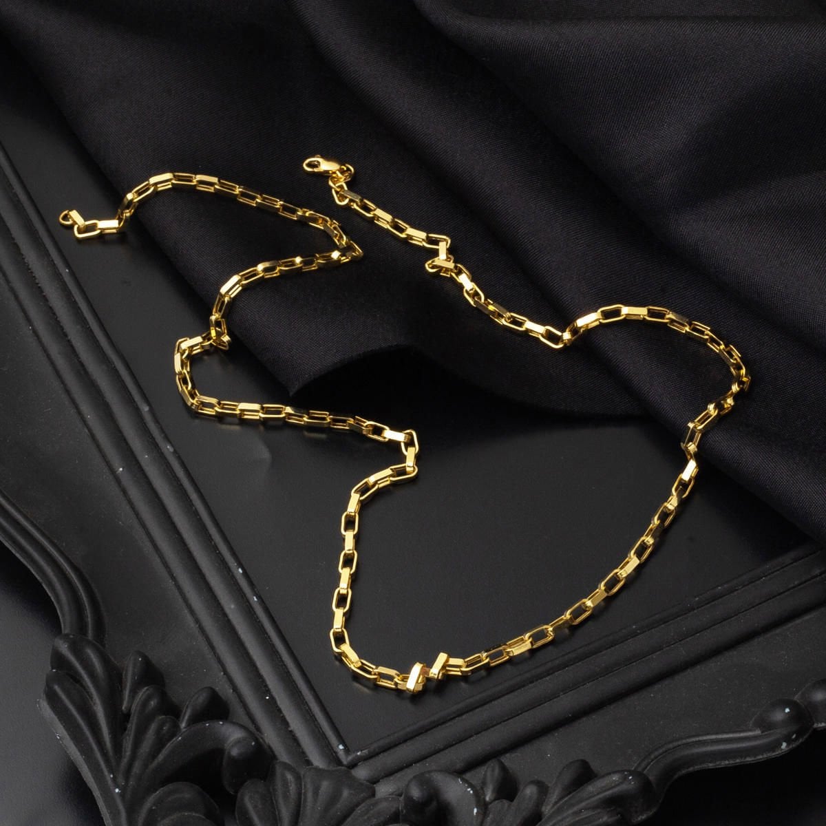14K Yellow Gold Unisex Hoop Chain Necklace