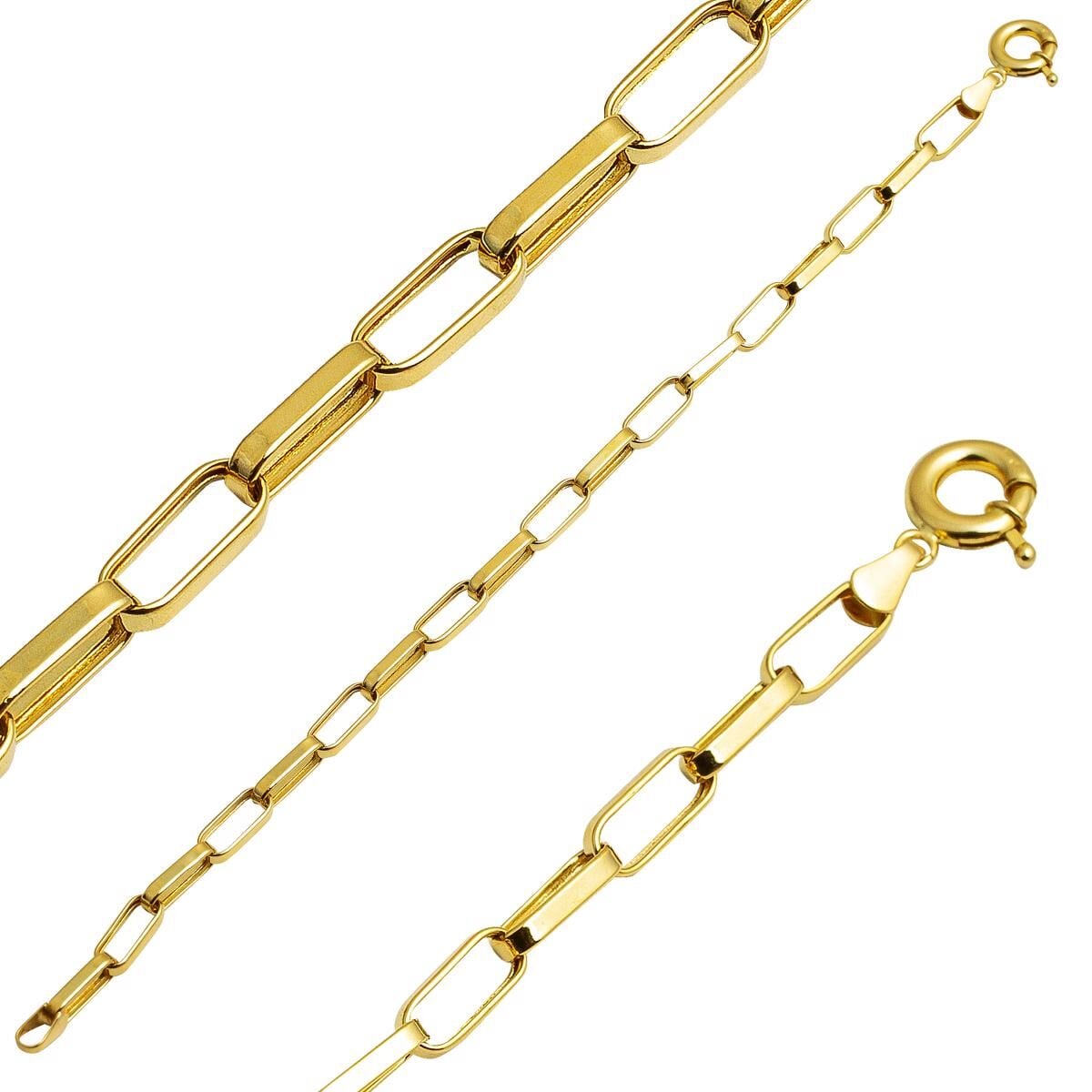 14K Yellow Gold Hoop Chain Bracelet