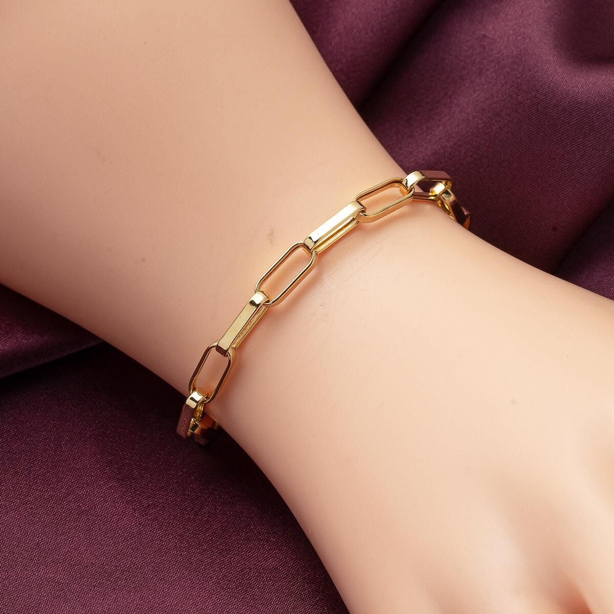 14K Yellow Gold Hoop Chain Bracelet