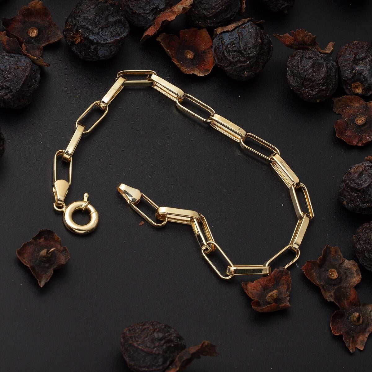 14K Yellow Gold Hoop Chain Bracelet