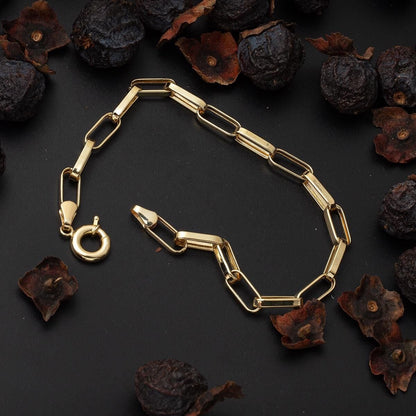 14K Yellow Gold Hoop Chain Bracelet