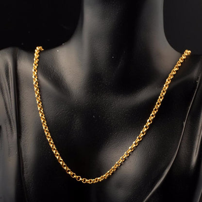 22K Yellow Gold Hoop Rolo Chain 65 cm