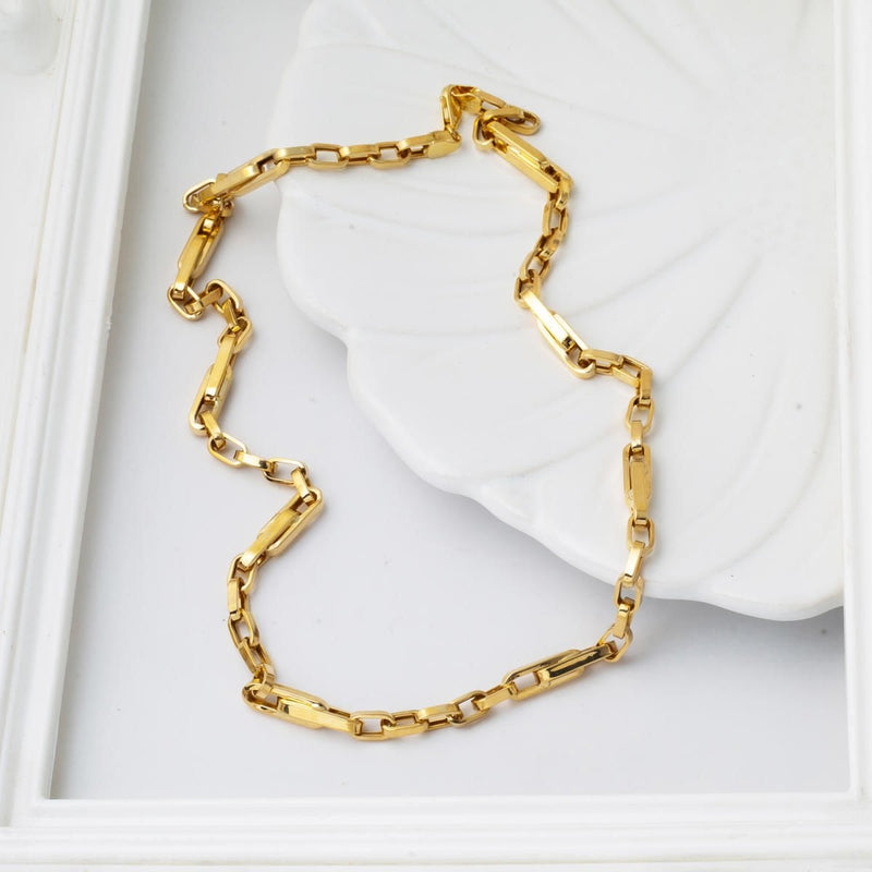 14K Yellow Gold Paperclip Link Chain Necklace 45 cm