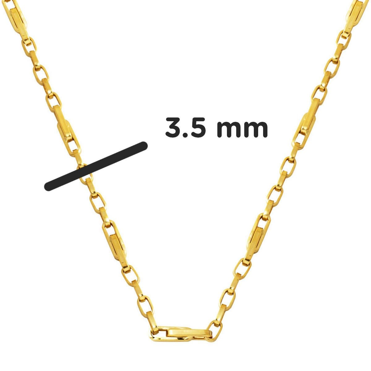 14K Gold Hoop Paperclip Chain Necklace 55 cm