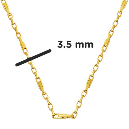 14K Gold Hoop Paperclip Chain Necklace 55 cm