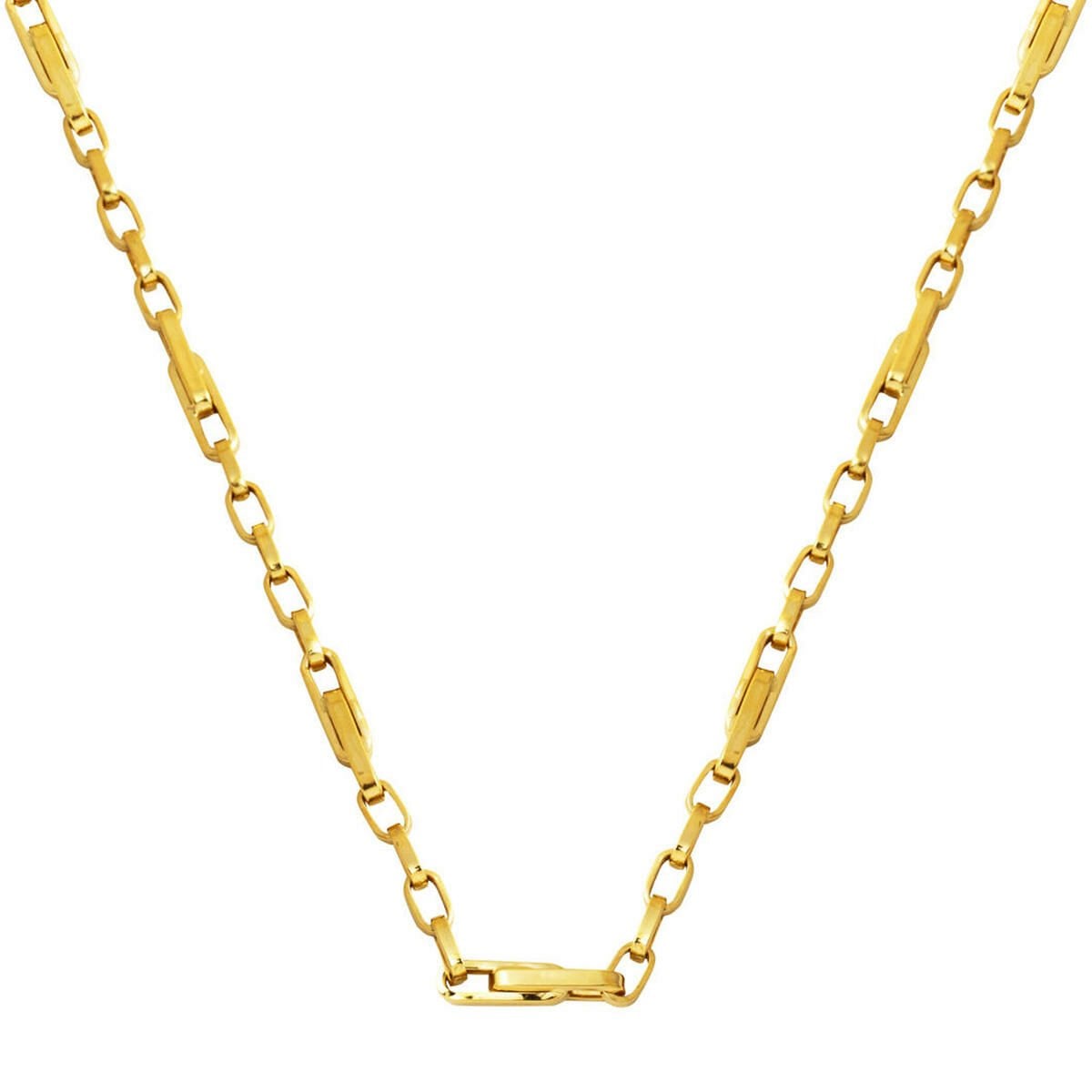 14K Gold Hoop Paperclip Chain Necklace 55 cm