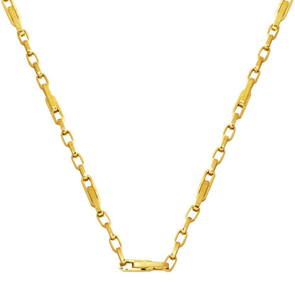 14K Gold Hoop Paperclip Chain Necklace 55 cm