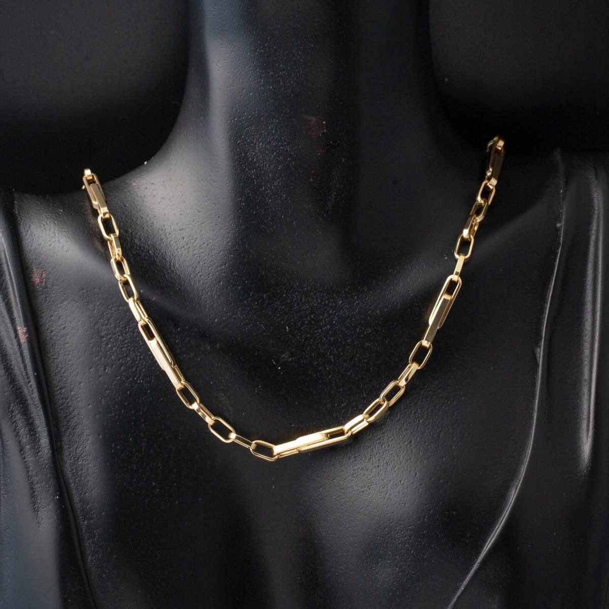 14K Gold Hoop Paperclip Chain Necklace 55 cm