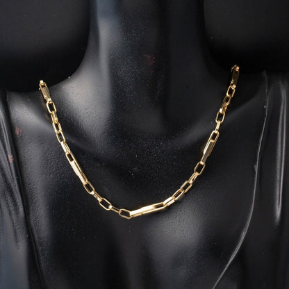 14K Gold Hoop Paperclip Chain Necklace 55 cm