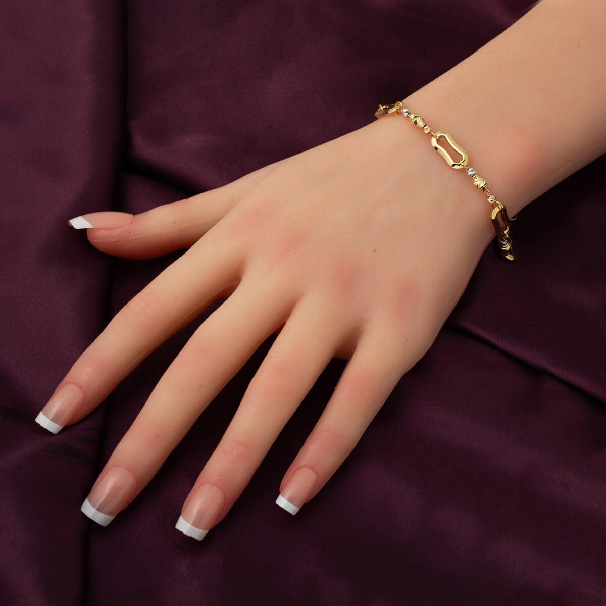 14K Yellow Gold Hoop Italian Bead ID Bracelet