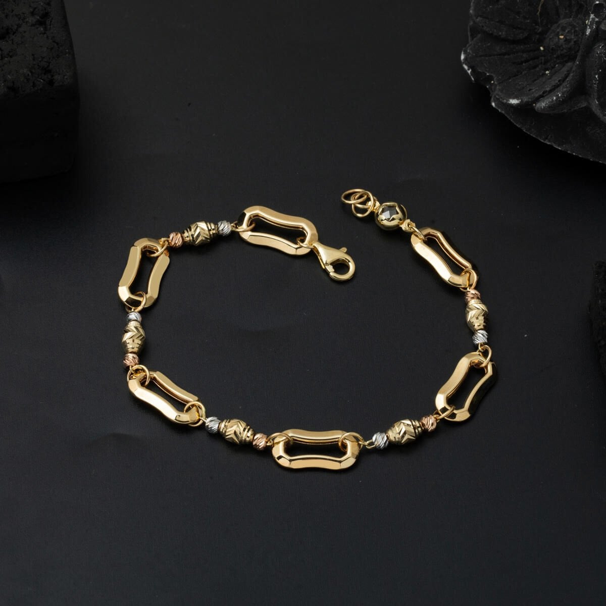 14K Yellow Gold Hoop Italian Bead ID Bracelet