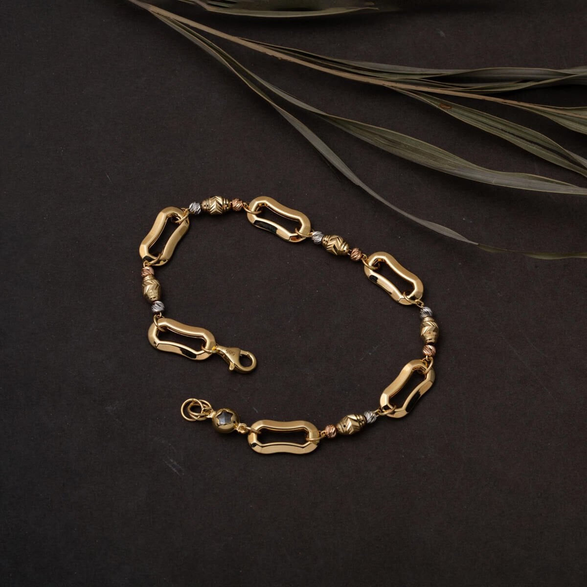 14K Yellow Gold Hoop Italian Bead ID Bracelet