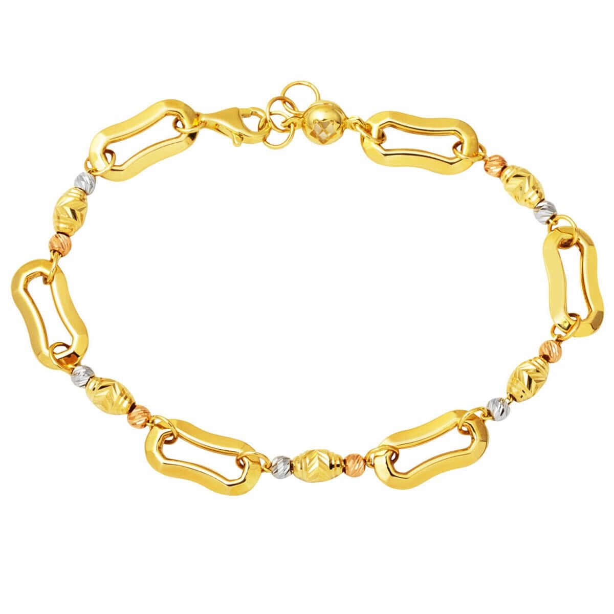 14K Yellow Gold Hoop Italian Bead ID Bracelet