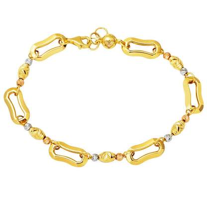 14K Yellow Gold Hoop Italian Bead ID Bracelet