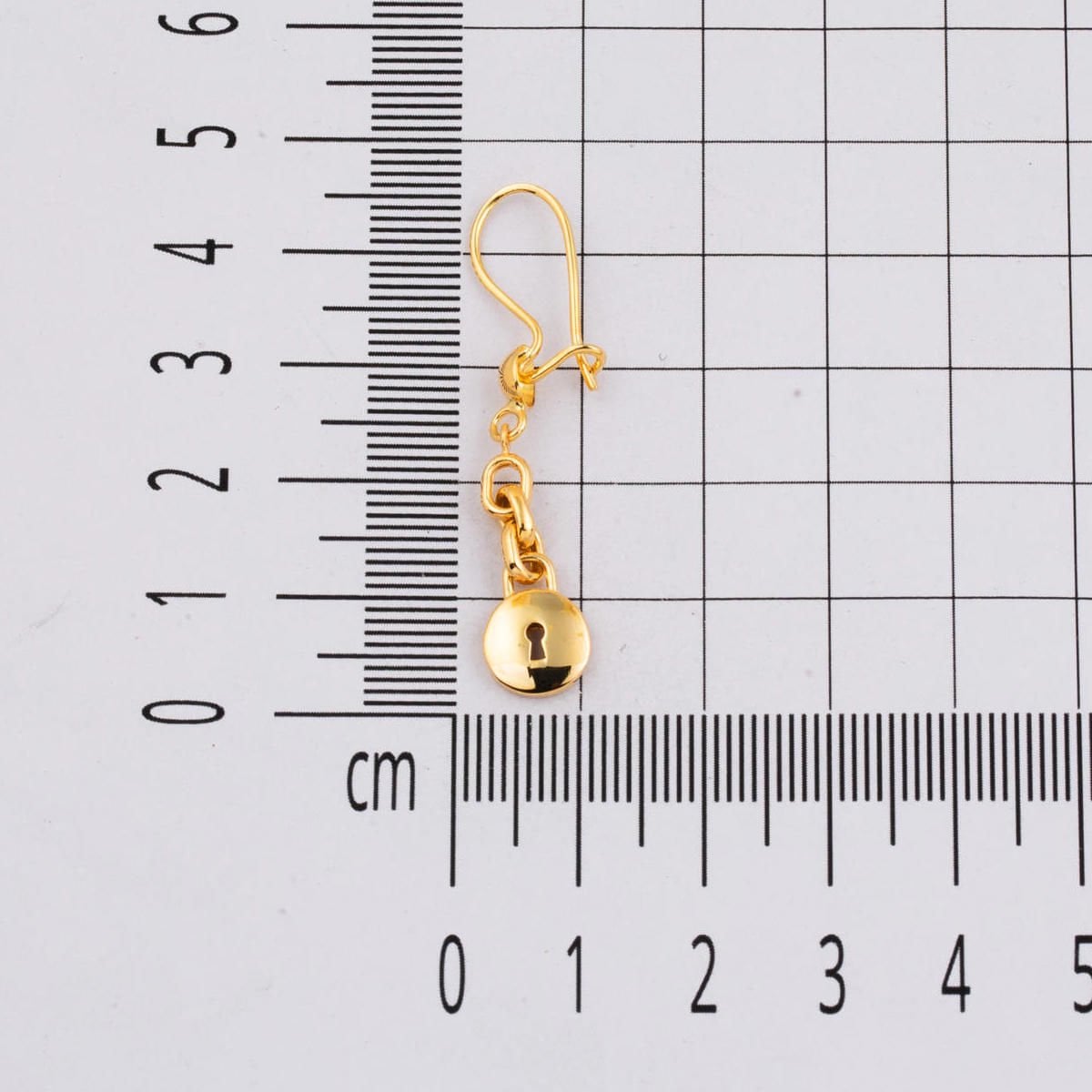 22K Yellow Gold Hoop Lock Dangle Earrings