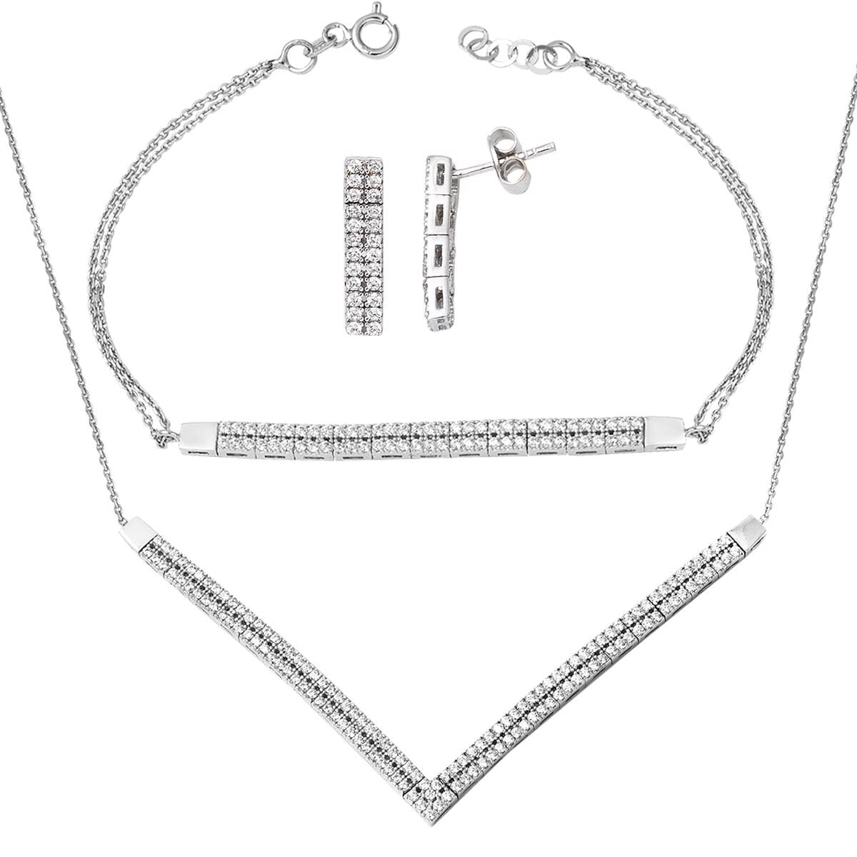 14K Yellow Gold Honeysuckle Tennis Cubic Zirconia Jewelry Set