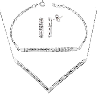 14K Yellow Gold Honeysuckle Tennis Cubic Zirconia Jewelry Set