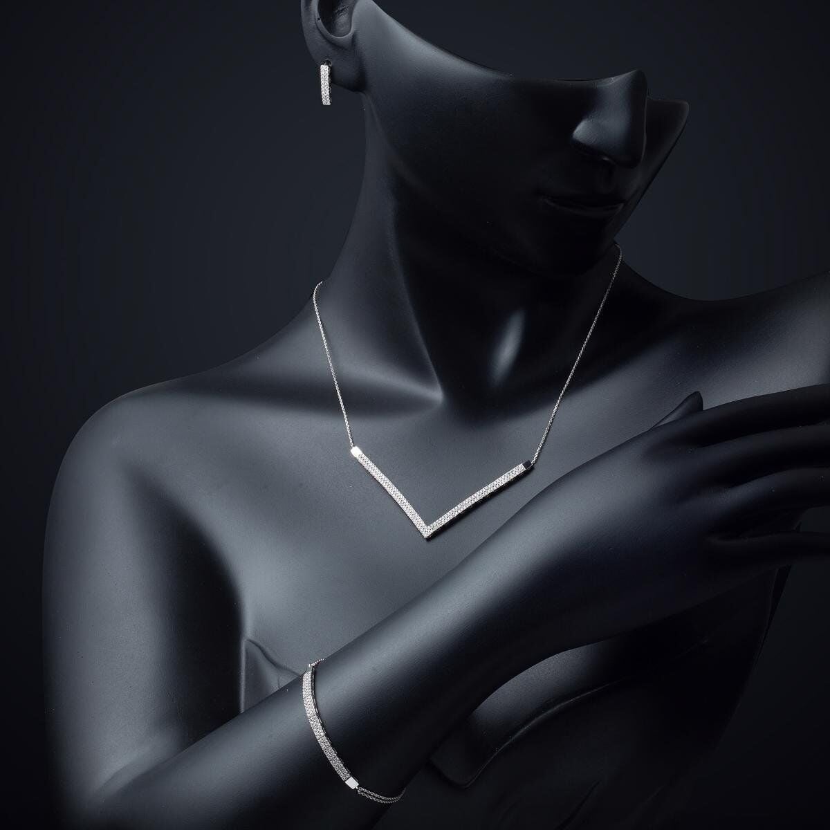 14K Yellow Gold Honeysuckle Tennis Cubic Zirconia Jewelry Set