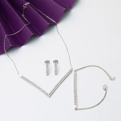 14K Yellow Gold Honeysuckle Tennis Cubic Zirconia Jewelry Set