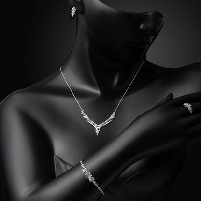 14K White Gold Honeysuckle Cubic Zirconia Jewelry Set