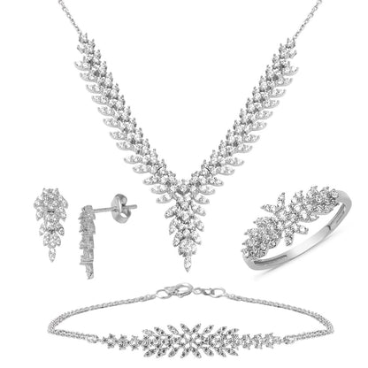 14K White Gold Honeysuckle Cubic Zirconia Jewelry Set