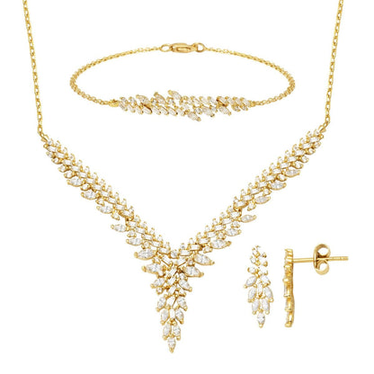 14K Two-Tone Gold Honeysuckle Cubic Zirconia Engagement Set