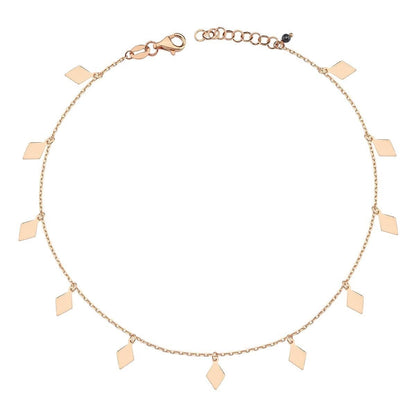 14K Rose Gold Harem Cubic Zirconia Anklet