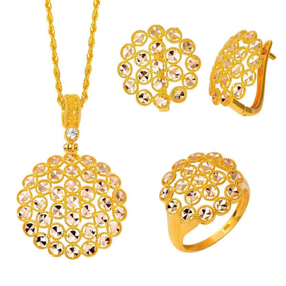 14K Yellow Gold Harem 3-Piece Cubic Zirconia Jewelry Set
