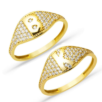 14K Yellow Gold Initial Cubic Zirconia Ring (1.85 g)
