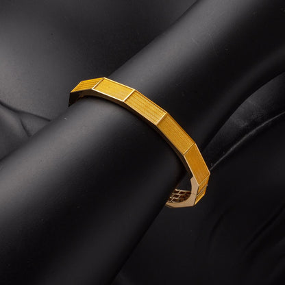 14K Yellow Gold Mesh Hinged Cuff Bangle