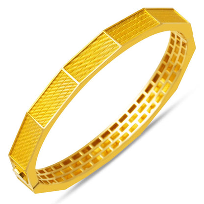 14K Yellow Gold Mesh Hinged Cuff Bangle