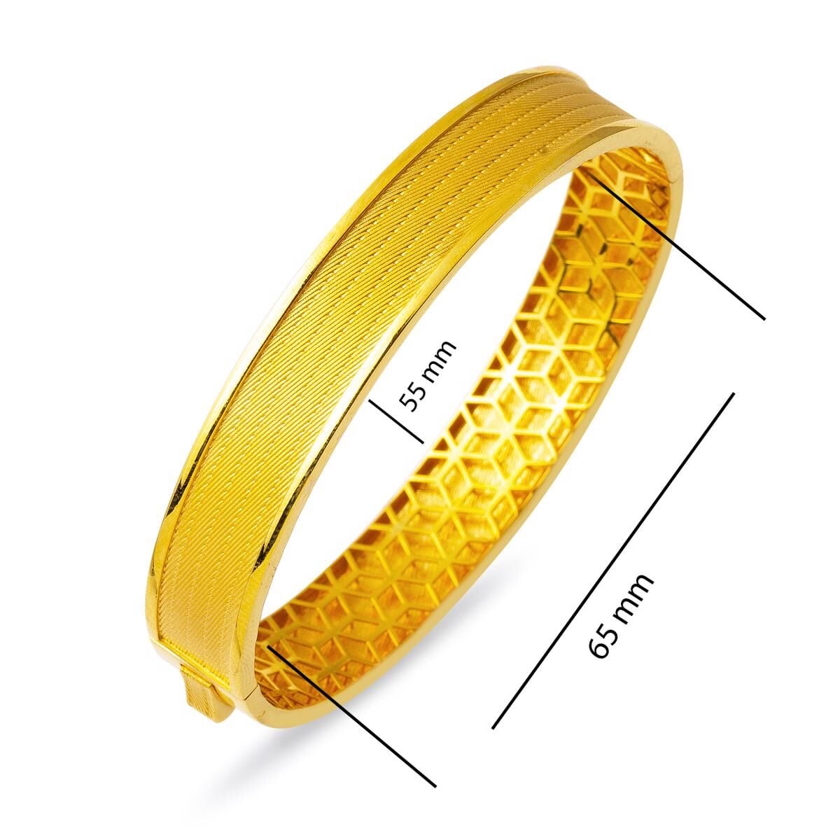 22K Yellow Gold Mesh Hinged Cuff Bangle (20.79 g)