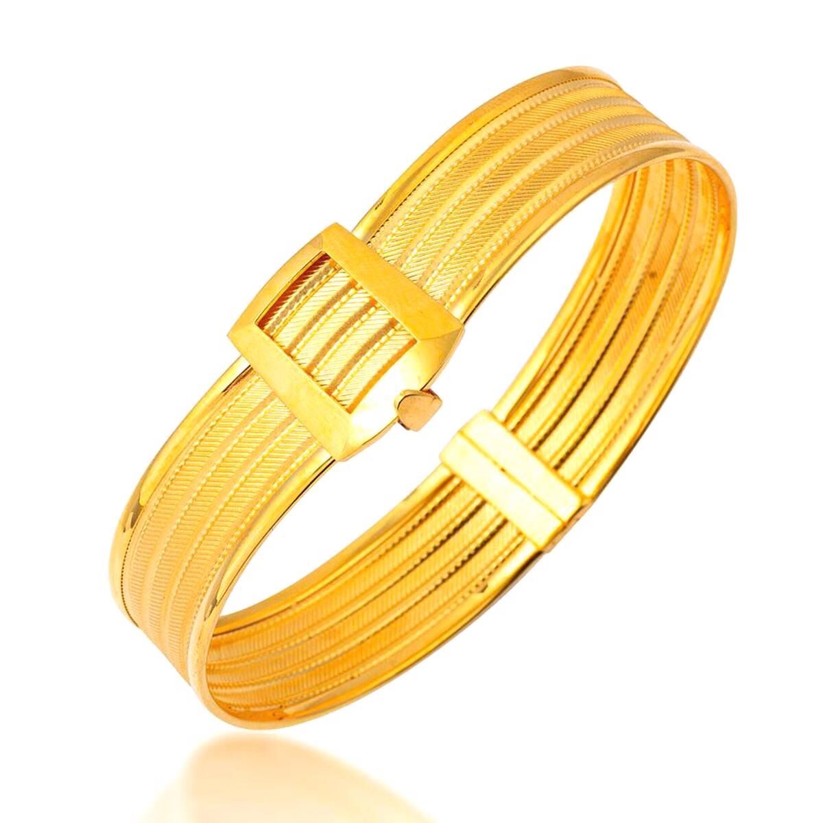 22K Yellow Gold Mesh Hinged Cuff Bangle (21.72 g)
