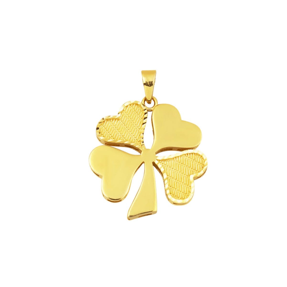 14K Yellow Gold Mesh Patterned Clover Pendant