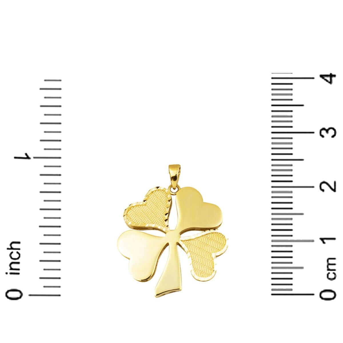 14K Yellow Gold Mesh Patterned Clover Necklace