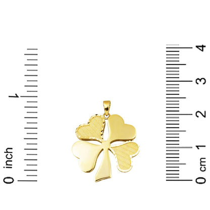 14K Yellow Gold Mesh Patterned Clover Necklace
