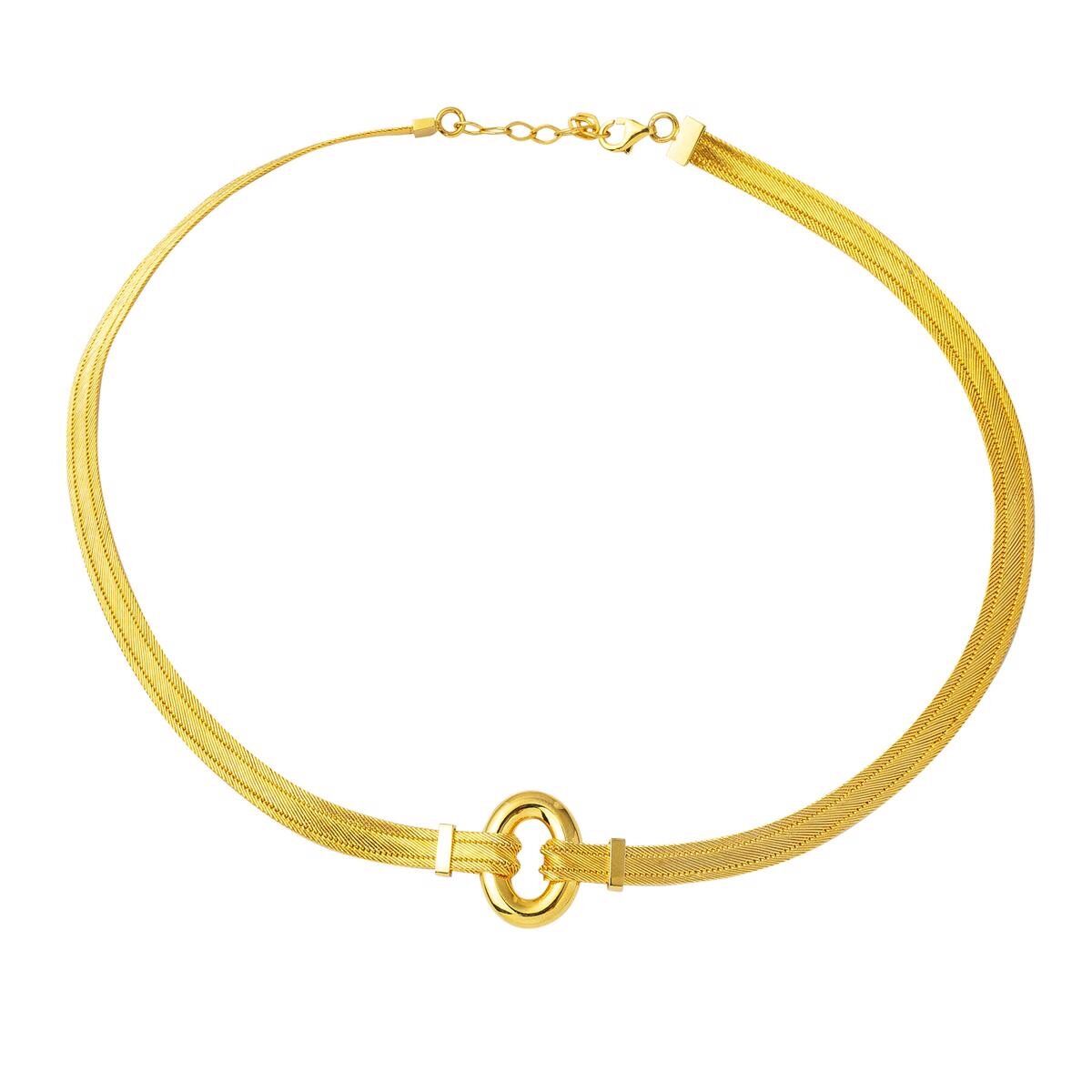 22K Yellow Gold Mesh Collar Necklace & Bracelet Set