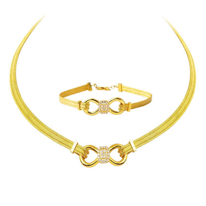 22K Yellow Gold Mesh Collar Necklace & Bracelet Set (29 g)