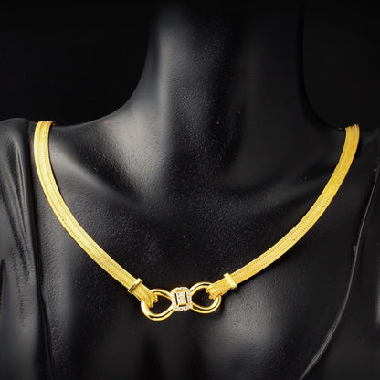 22K Yellow Gold Mesh Collar Necklace & Bracelet Set (29 g)