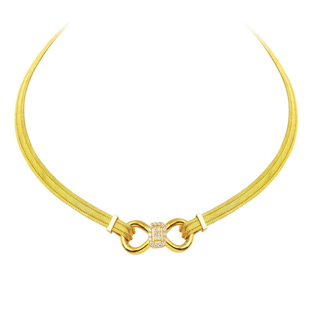 22K Yellow Gold Mesh Collar Necklace & Bracelet Set (29 g)