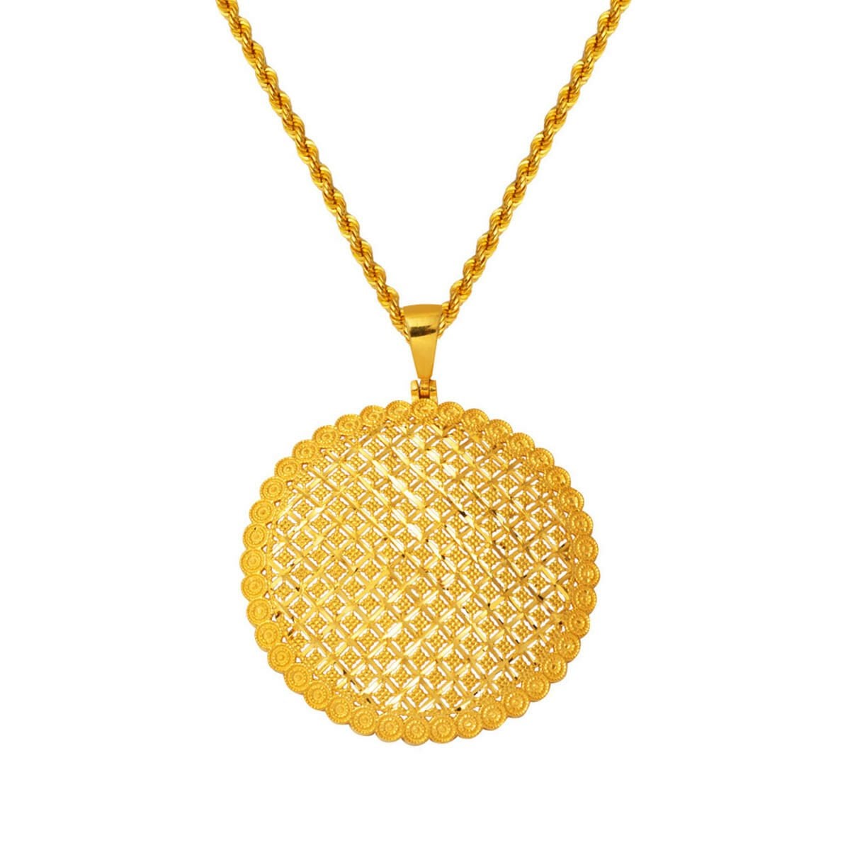 22K Yellow Gold Mesh Design Chain Necklace