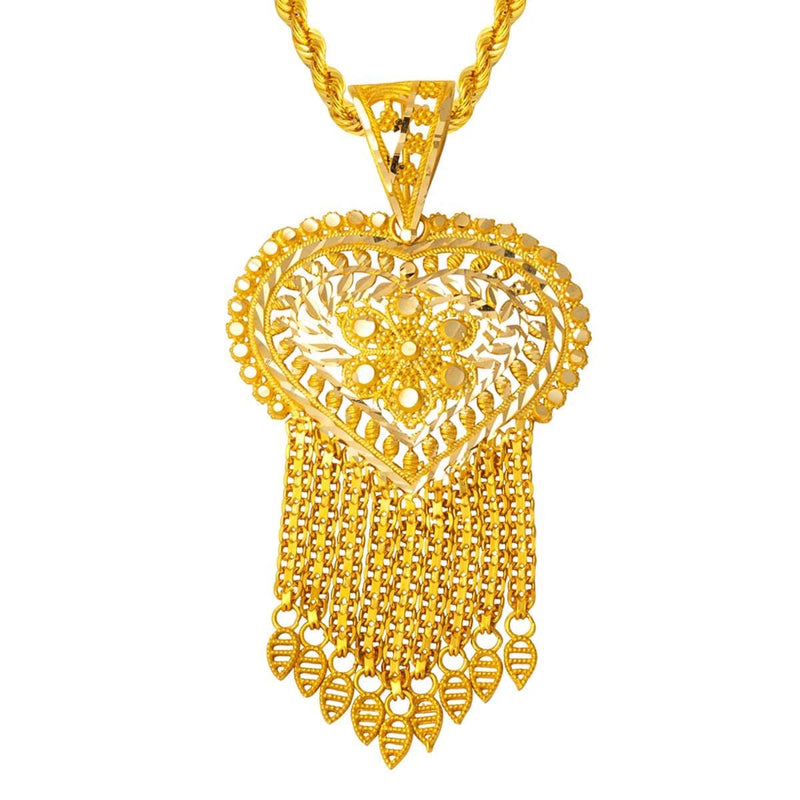 14K Yellow Gold Indian Style Heart Necklace (9.08 g)