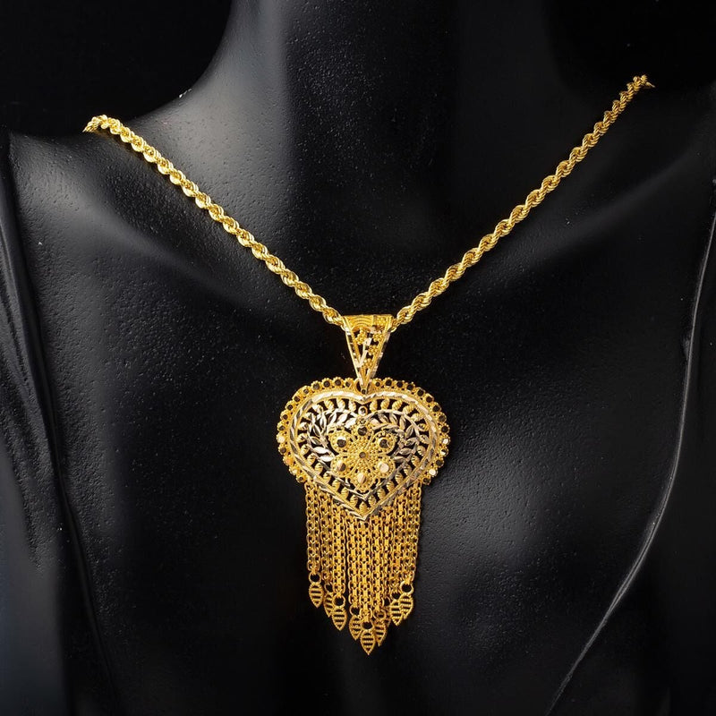 14K Yellow Gold Indian Style Heart Necklace (9.08 g)