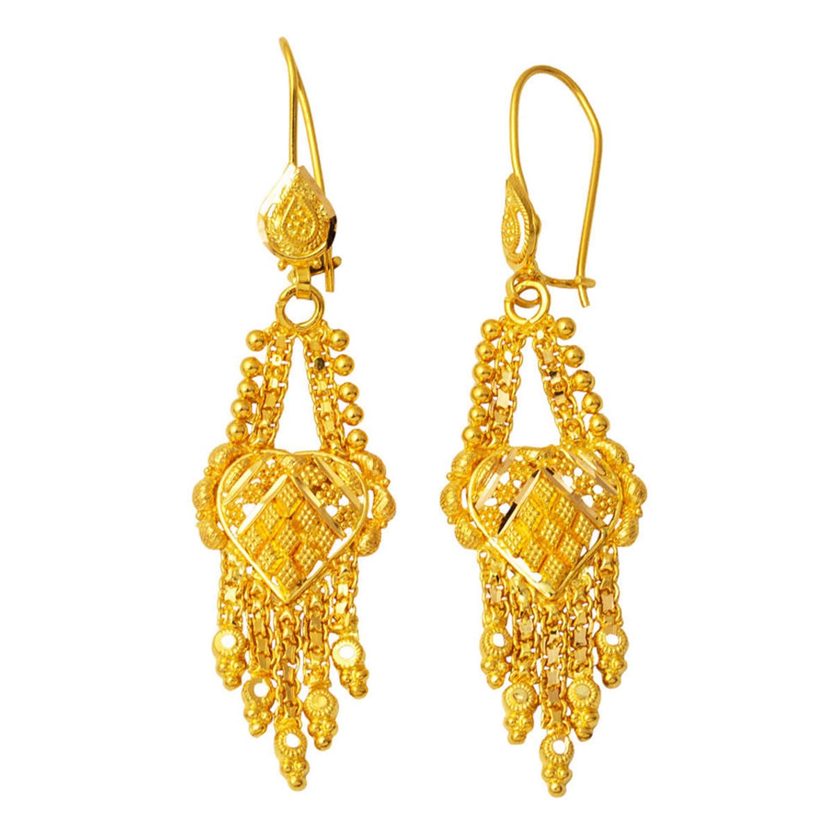 22K Yellow Gold Indian Style Earrings (8.7 g)