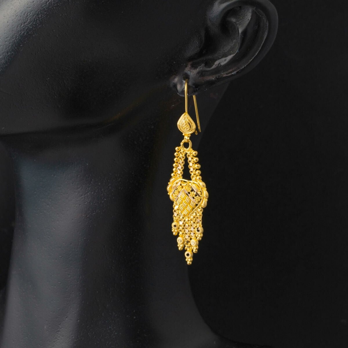 22K Yellow Gold Indian Style Earrings (8.7 g)