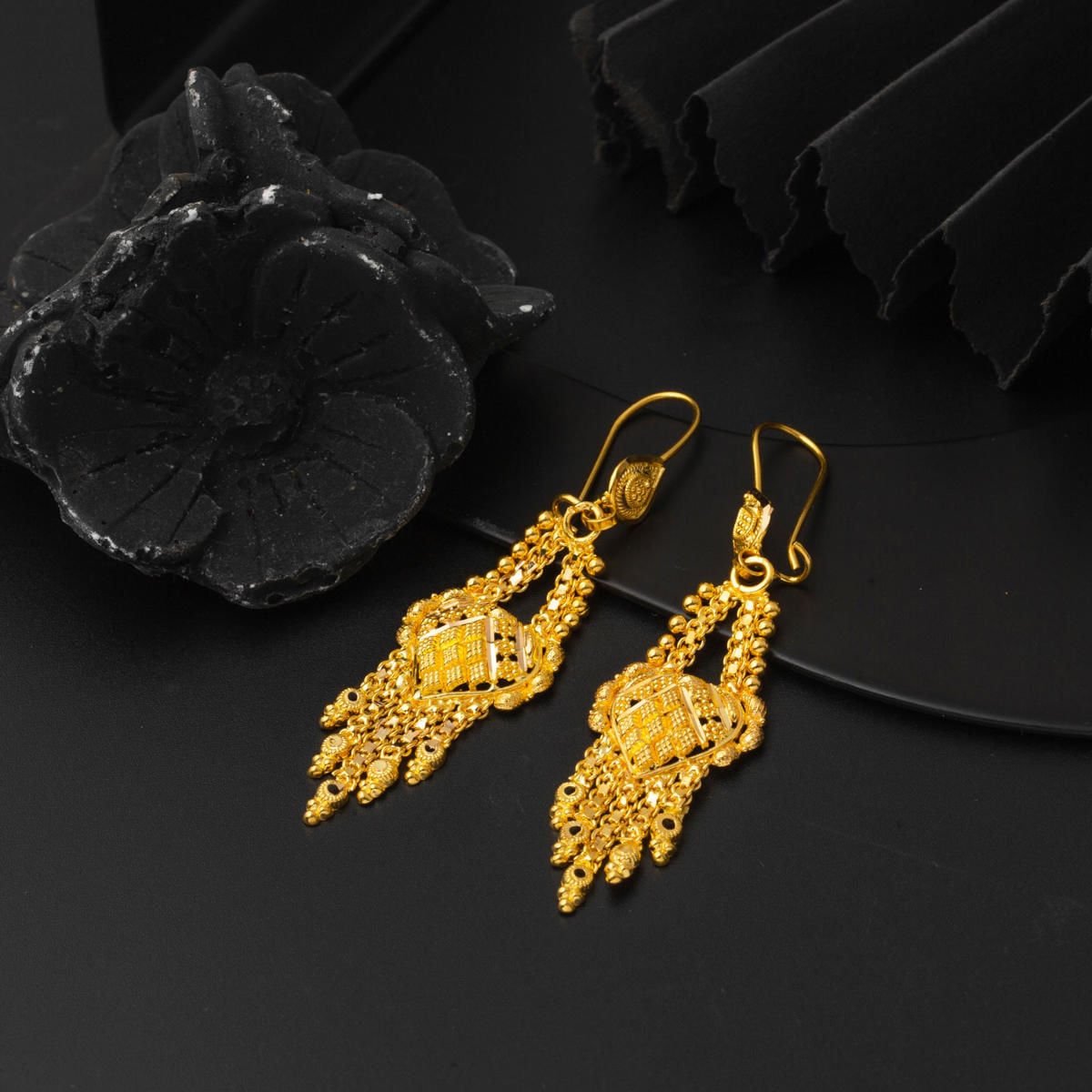 22K Yellow Gold Indian Style Earrings (8.7 g)
