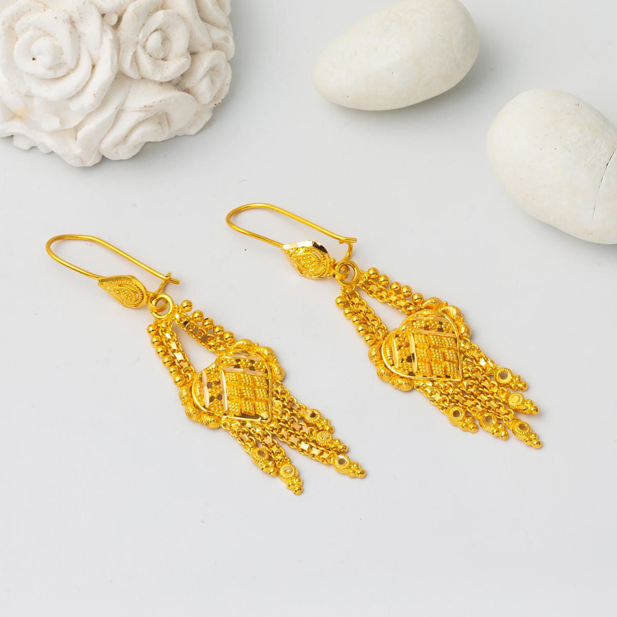 22K Yellow Gold Indian Style Earrings (8.7 g)
