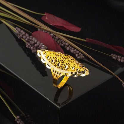 14K Yellow Gold Indian Style Hand Engraved Ring