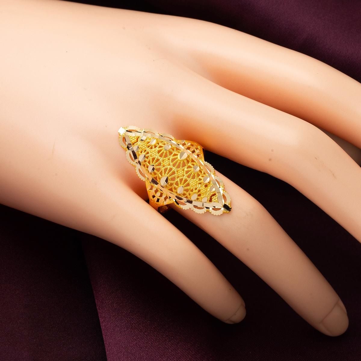 14K Yellow Gold Indian Style Hand Engraved Ring